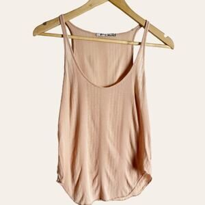 T by Alexander Wang Sleeveless Beige Scoop Neck Ribbed Tank Top Size XS